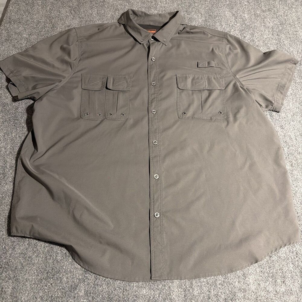 Boulder Creek Fishing Shirt Mens 3XL Big Gray Vented Short Sleeve Pockets